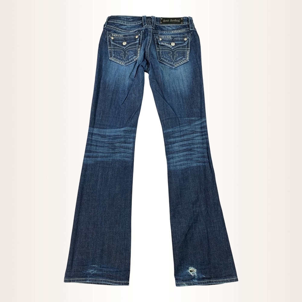 Rock Revival HOLLY Bootcut Jean Womens Tall 29 (32x34) Blue Thick Stitch Stretch